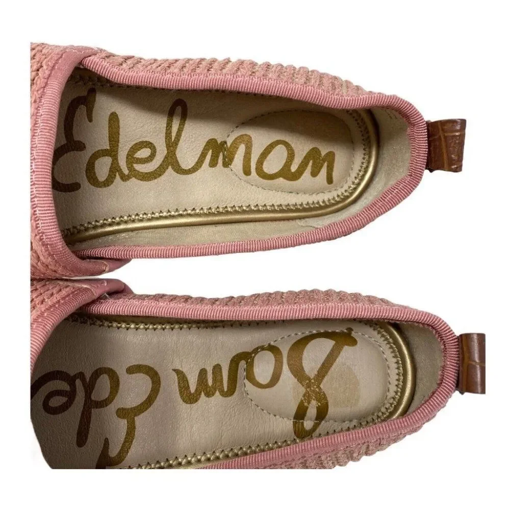 Sam Edelman‎ Espadrille Flats Slip-On Khloe Loafers Knit Pink Gold